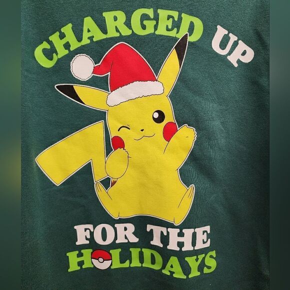 Nwt Boys Pokemon Christmas Graphic Fleece Sweatshirt, Size L 10-12 - Picture 3 of 4